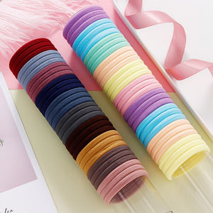 50/100PCS Women Girls 4CM Candy Colors Nylon Elastic Hair Bands Ponytail Holder Rubber Bands Scrunchie Headband Hair Accessories