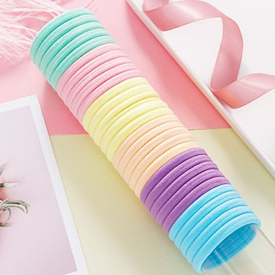 50/100PCS Women Girls 4CM Candy Colors Nylon Elastic Hair Bands Ponytail Holder Rubber Bands Scrunchie Headband Hair Accessories