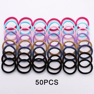 50/100PCS Women Girls 4CM Candy Colors Nylon Elastic Hair Bands Ponytail Holder Rubber Bands Scrunchie Headband Hair Accessories