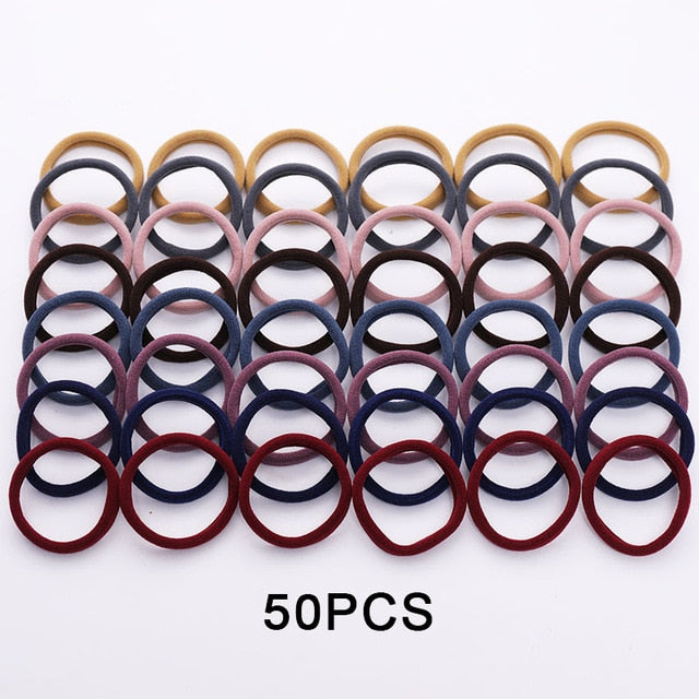 50/100PCS Women Girls 4CM Candy Colors Nylon Elastic Hair Bands Ponytail Holder Rubber Bands Scrunchie Headband Hair Accessories