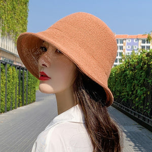 Brand New Summer Straw Hat Women Fashion Travel Panama Female Trend Bucket Hat Lady Sunshade Breathable Sun Caps