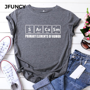 JFUNCY Plus Size T Shirts Women Funny Casual Summer Cotton T-Shirt Solid Color Letter Print O Neck Short Sleeve Cute Tee Tops