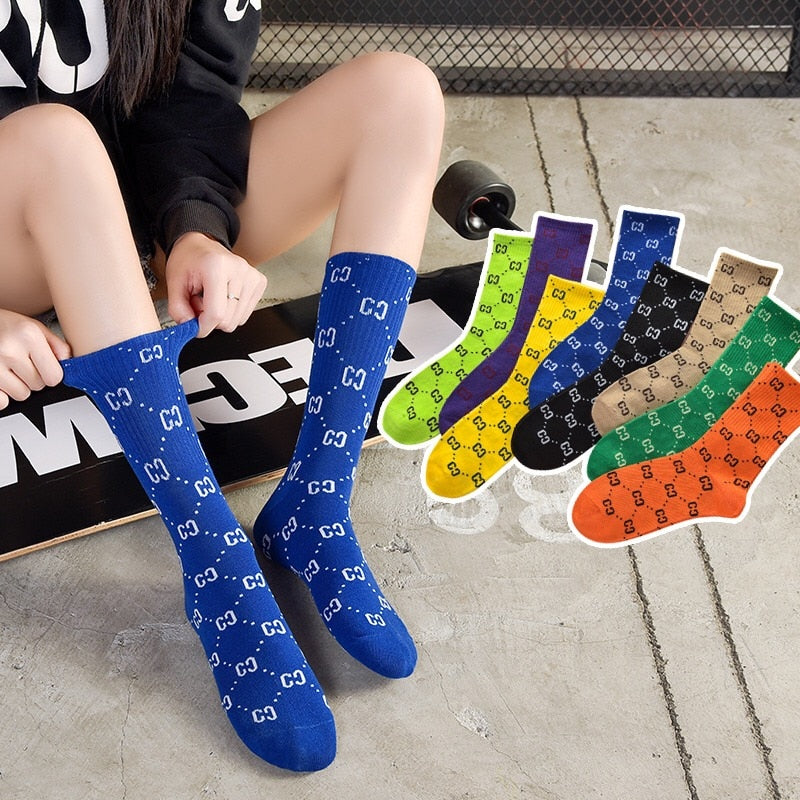 Interesting long tube trend ladies men's sports socks creative lettering Harajuku street clothing street shooting novelty socks