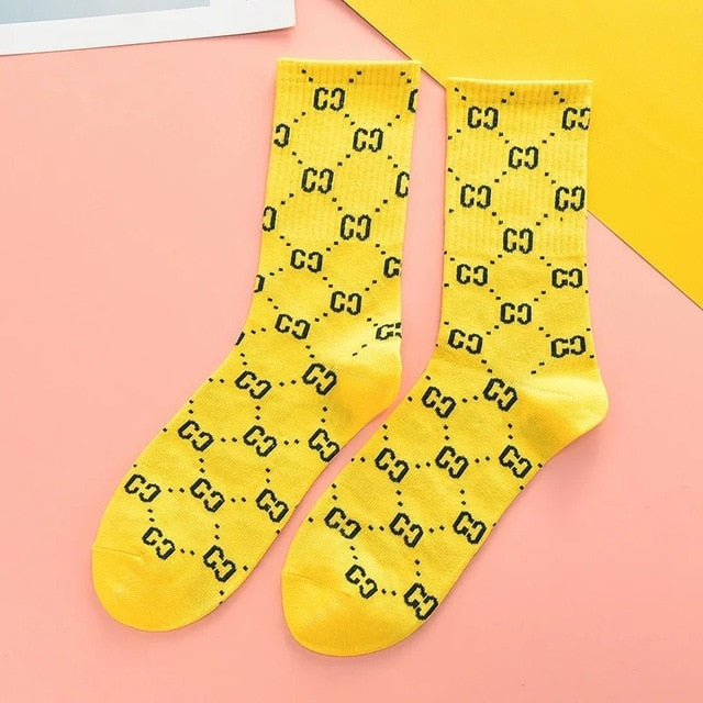 Interesting long tube trend ladies men's sports socks creative lettering Harajuku street clothing street shooting novelty socks