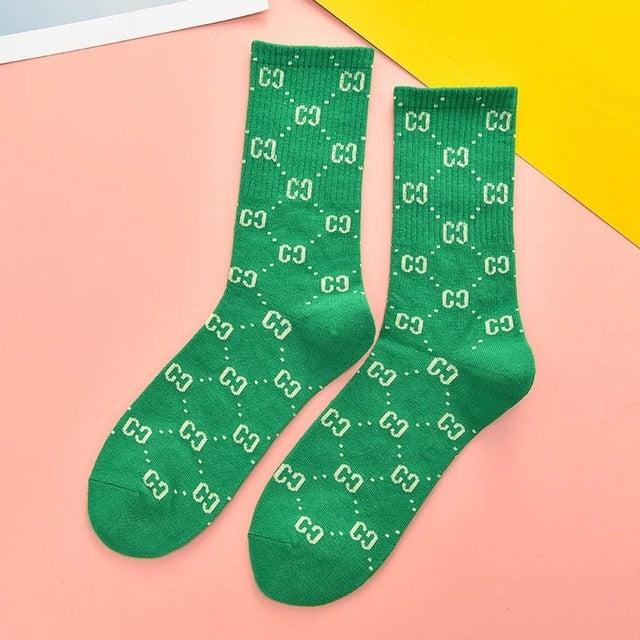 Interesting long tube trend ladies men's sports socks creative lettering Harajuku street clothing street shooting novelty socks