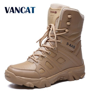 Military Tactical Mens Boots Special Force Leather Waterproof Desert Combat Ankle Boot Army Work Men's Shoes Plus Size 39-47