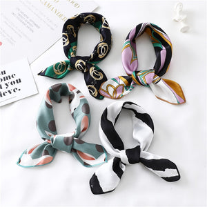 2020 New Women Silk Scarf Square Foulard Lady's Neck Hair Scarves Design Printed Head Kerchief Fashion Girl Hair Scarfs