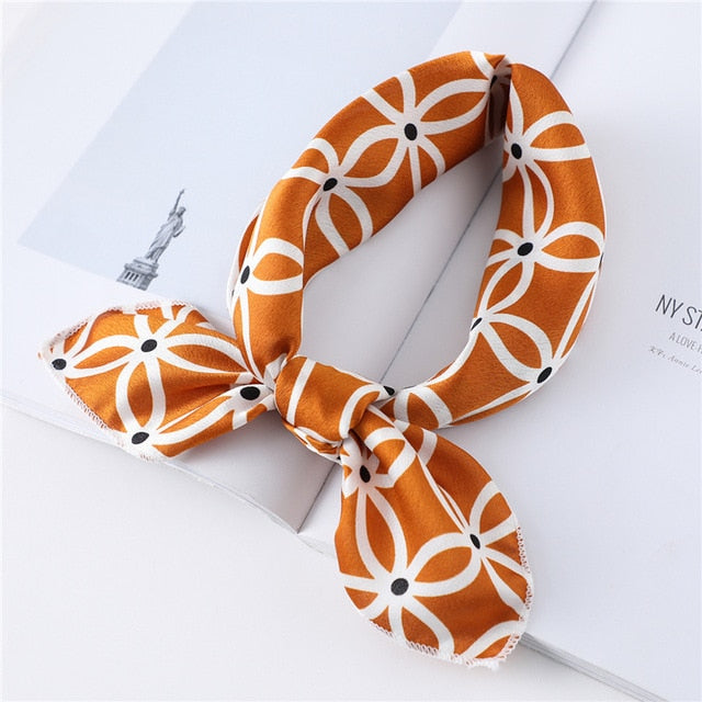 2020 New Women Silk Scarf Square Foulard Lady's Neck Hair Scarves Design Printed Head Kerchief Fashion Girl Hair Scarfs