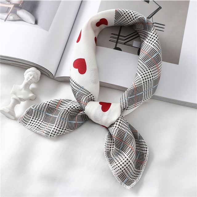 2020 New Women Silk Scarf Square Foulard Lady's Neck Hair Scarves Design Printed Head Kerchief Fashion Girl Hair Scarfs