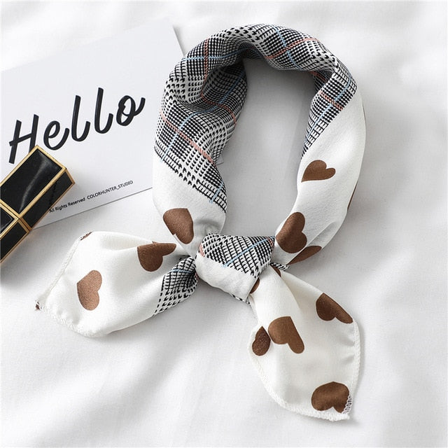 2020 New Women Silk Scarf Square Foulard Lady's Neck Hair Scarves Design Printed Head Kerchief Fashion Girl Hair Scarfs