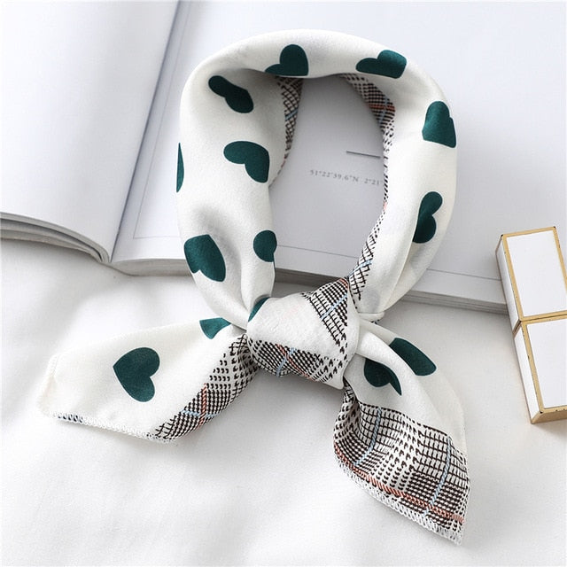 2020 New Women Silk Scarf Square Foulard Lady's Neck Hair Scarves Design Printed Head Kerchief Fashion Girl Hair Scarfs