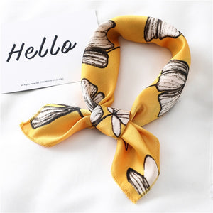 2020 New Women Silk Scarf Square Foulard Lady's Neck Hair Scarves Design Printed Head Kerchief Fashion Girl Hair Scarfs