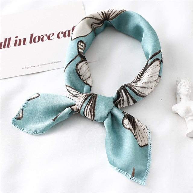 2020 New Women Silk Scarf Square Foulard Lady's Neck Hair Scarves Design Printed Head Kerchief Fashion Girl Hair Scarfs