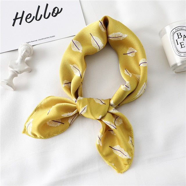 2020 New Women Silk Scarf Square Foulard Lady's Neck Hair Scarves Design Printed Head Kerchief Fashion Girl Hair Scarfs