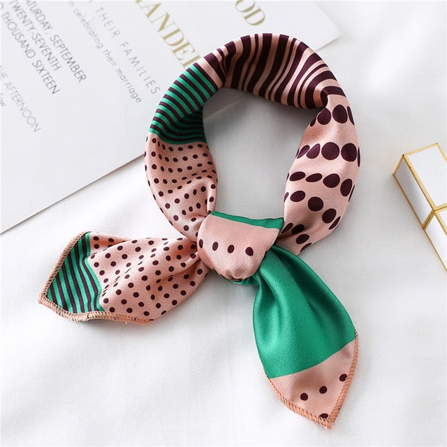 2020 New Women Silk Scarf Square Foulard Lady's Neck Hair Scarves Design Printed Head Kerchief Fashion Girl Hair Scarfs