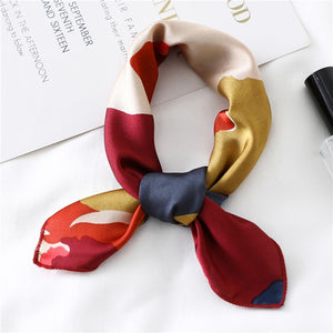 2020 New Women Silk Scarf Square Foulard Lady's Neck Hair Scarves Design Printed Head Kerchief Fashion Girl Hair Scarfs