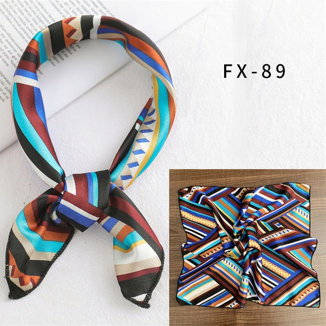 2020 New Women Silk Scarf Square Foulard Lady's Neck Hair Scarves Design Printed Head Kerchief Fashion Girl Hair Scarfs