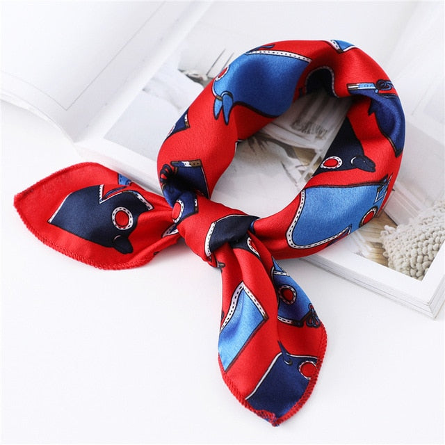 2020 New Women Silk Scarf Square Foulard Lady's Neck Hair Scarves Design Printed Head Kerchief Fashion Girl Hair Scarfs