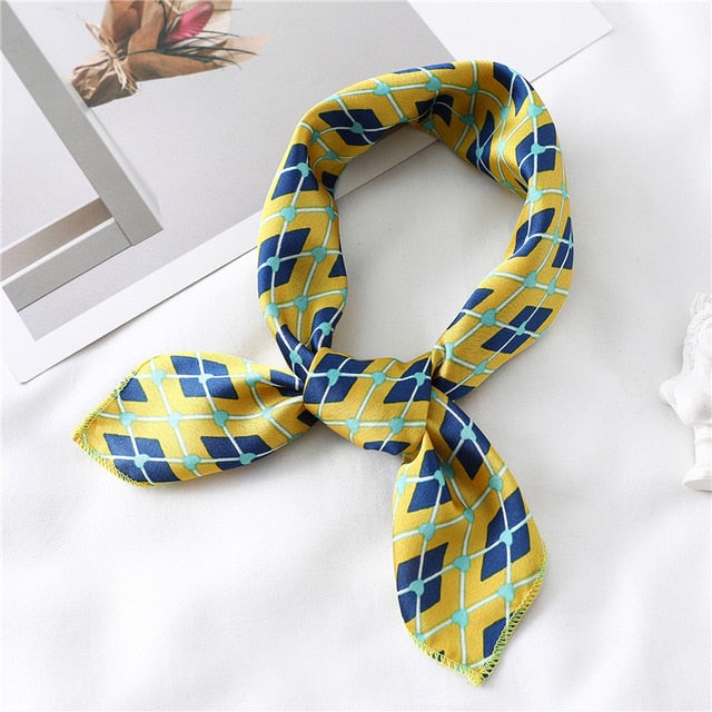 2020 New Women Silk Scarf Square Foulard Lady's Neck Hair Scarves Design Printed Head Kerchief Fashion Girl Hair Scarfs