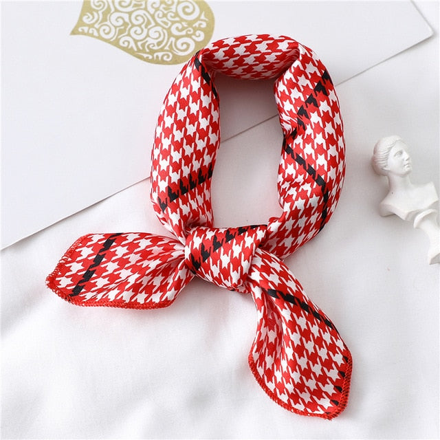 2020 New Women Silk Scarf Square Foulard Lady's Neck Hair Scarves Design Printed Head Kerchief Fashion Girl Hair Scarfs