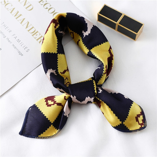 2020 New Women Silk Scarf Square Foulard Lady's Neck Hair Scarves Design Printed Head Kerchief Fashion Girl Hair Scarfs