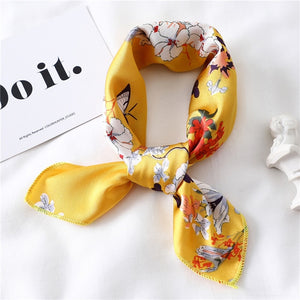 2020 New Women Silk Scarf Square Foulard Lady's Neck Hair Scarves Design Printed Head Kerchief Fashion Girl Hair Scarfs