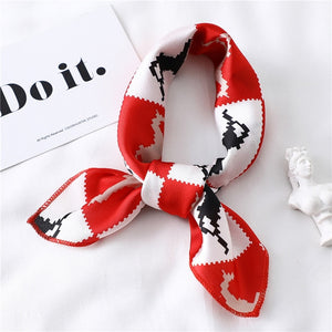 2020 New Women Silk Scarf Square Foulard Lady's Neck Hair Scarves Design Printed Head Kerchief Fashion Girl Hair Scarfs