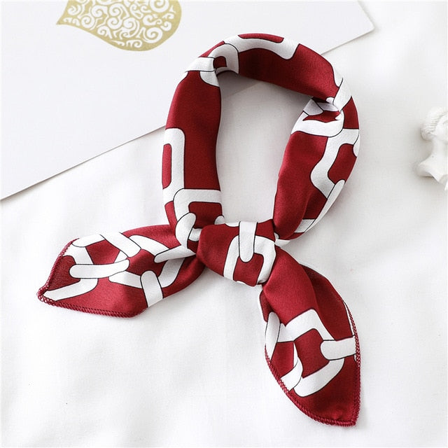 2020 New Women Silk Scarf Square Foulard Lady's Neck Hair Scarves Design Printed Head Kerchief Fashion Girl Hair Scarfs