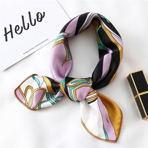 2020 New Women Silk Scarf Square Foulard Lady's Neck Hair Scarves Design Printed Head Kerchief Fashion Girl Hair Scarfs