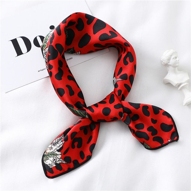 2020 New Women Silk Scarf Square Foulard Lady's Neck Hair Scarves Design Printed Head Kerchief Fashion Girl Hair Scarfs