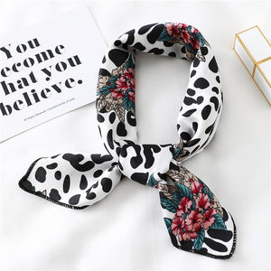 2020 New Women Silk Scarf Square Foulard Lady's Neck Hair Scarves Design Printed Head Kerchief Fashion Girl Hair Scarfs