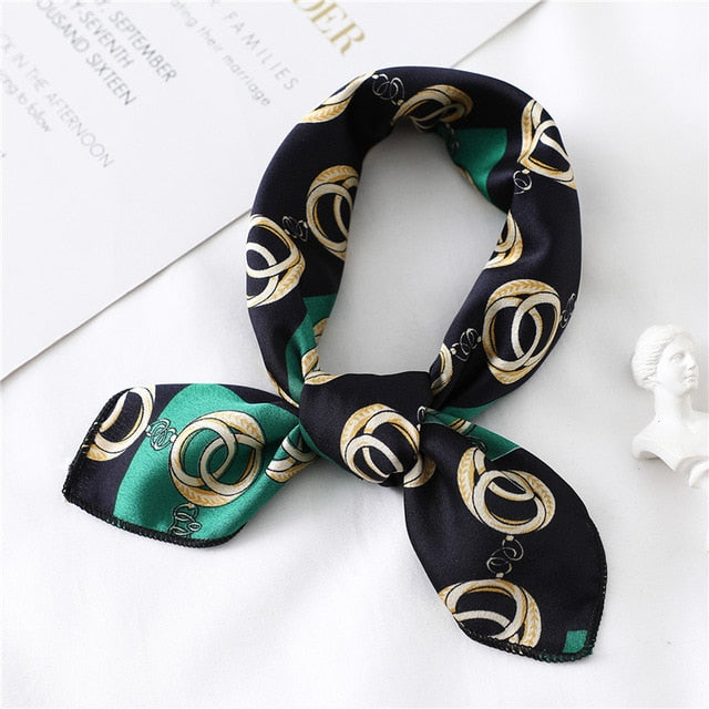 2020 New Women Silk Scarf Square Foulard Lady's Neck Hair Scarves Design Printed Head Kerchief Fashion Girl Hair Scarfs