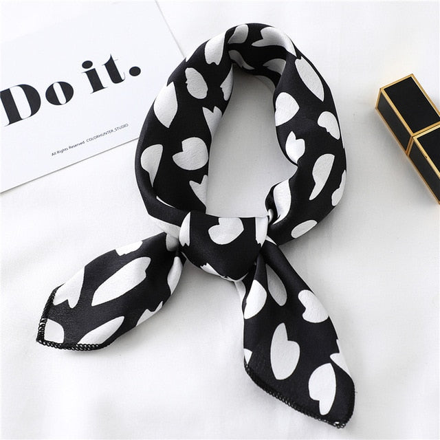 2020 New Women Silk Scarf Square Foulard Lady's Neck Hair Scarves Design Printed Head Kerchief Fashion Girl Hair Scarfs