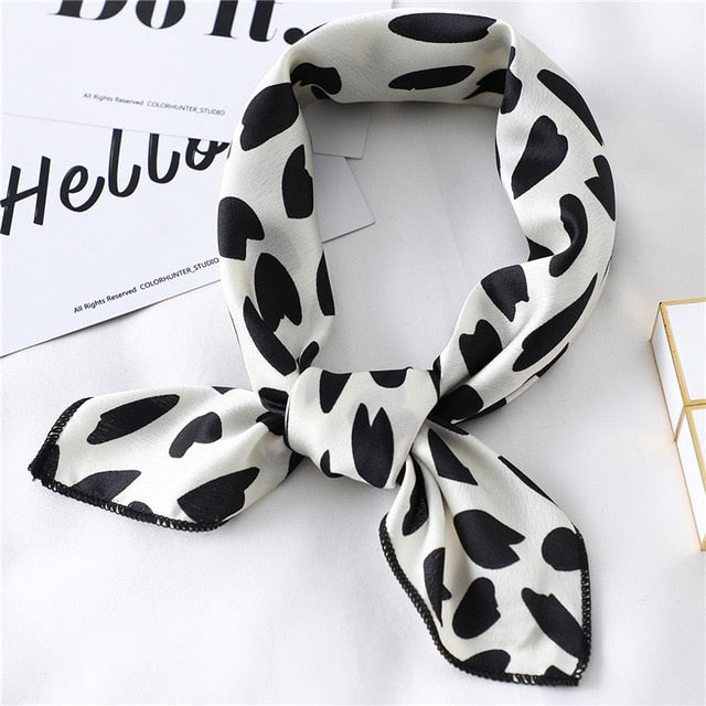 2020 New Women Silk Scarf Square Foulard Lady's Neck Hair Scarves Design Printed Head Kerchief Fashion Girl Hair Scarfs