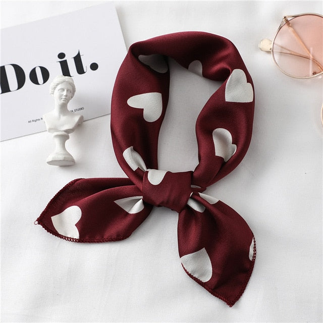 2020 New Women Silk Scarf Square Foulard Lady's Neck Hair Scarves Design Printed Head Kerchief Fashion Girl Hair Scarfs