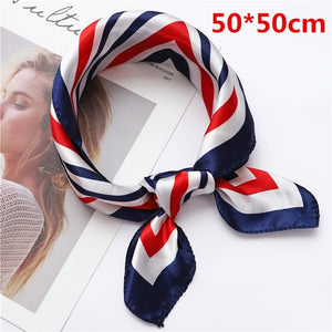 2020 New Women Silk Scarf Square Foulard Lady's Neck Hair Scarves Design Printed Head Kerchief Fashion Girl Hair Scarfs