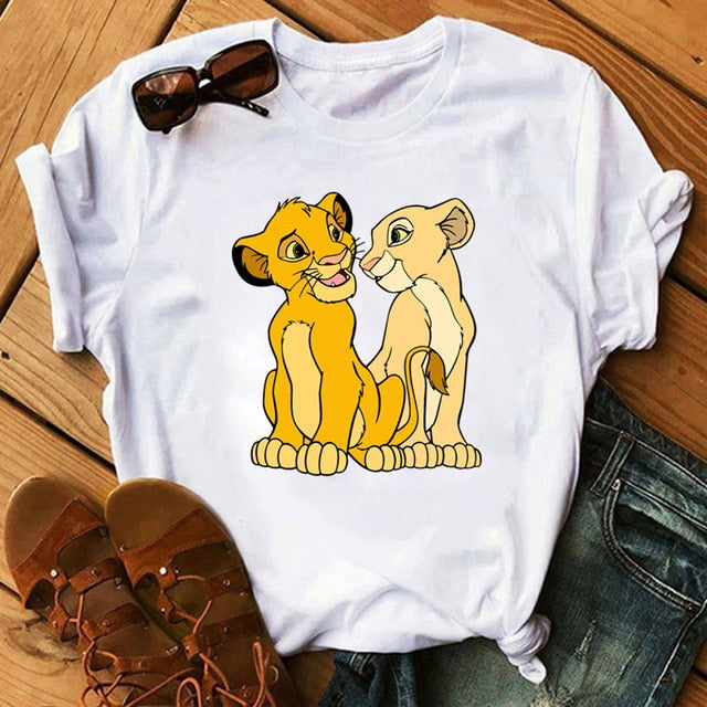 2020 New Summer Women T-shirts Cartoon Lion King Printed Tshirt Fashion Casual Harajuku Shirt Female T-shirt Tops Tee Funny