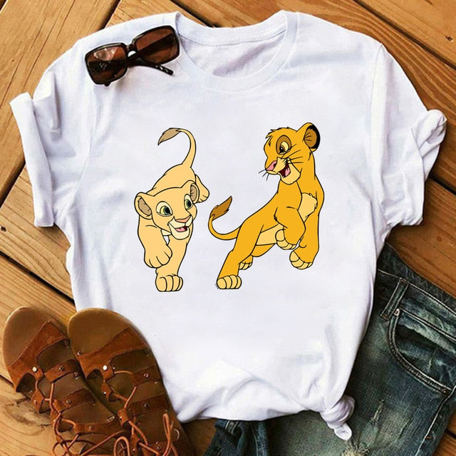 2020 New Summer Women T-shirts Cartoon Lion King Printed Tshirt Fashion Casual Harajuku Shirt Female T-shirt Tops Tee Funny