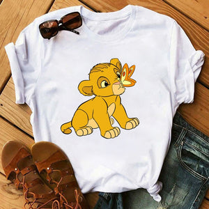 2020 New Summer Women T-shirts Cartoon Lion King Printed Tshirt Fashion Casual Harajuku Shirt Female T-shirt Tops Tee Funny