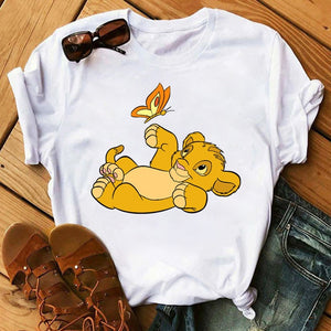 2020 New Summer Women T-shirts Cartoon Lion King Printed Tshirt Fashion Casual Harajuku Shirt Female T-shirt Tops Tee Funny