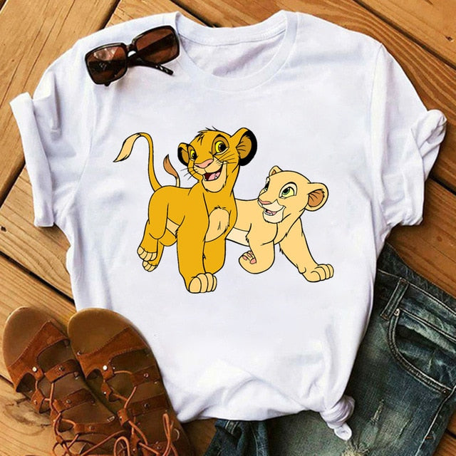 2020 New Summer Women T-shirts Cartoon Lion King Printed Tshirt Fashion Casual Harajuku Shirt Female T-shirt Tops Tee Funny