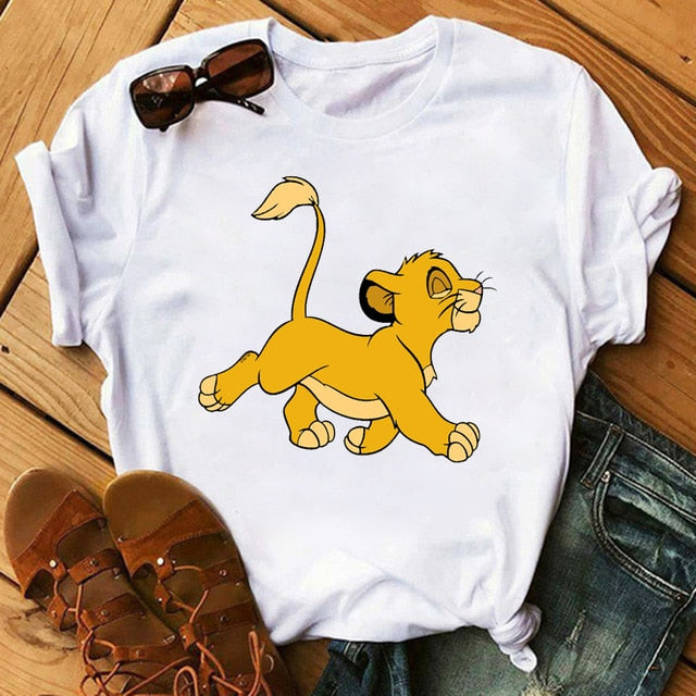 2020 New Summer Women T-shirts Cartoon Lion King Printed Tshirt Fashion Casual Harajuku Shirt Female T-shirt Tops Tee Funny