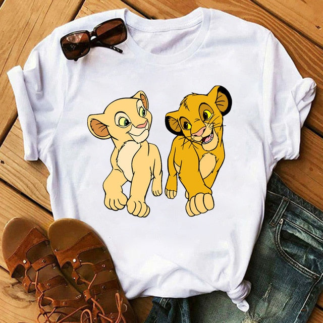 2020 New Summer Women T-shirts Cartoon Lion King Printed Tshirt Fashion Casual Harajuku Shirt Female T-shirt Tops Tee Funny