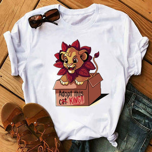 2020 New Summer Women T-shirts Cartoon Lion King Printed Tshirt Fashion Casual Harajuku Shirt Female T-shirt Tops Tee Funny