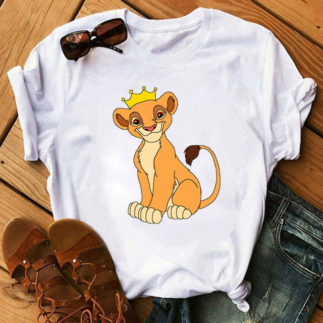 2020 New Summer Women T-shirts Cartoon Lion King Printed Tshirt Fashion Casual Harajuku Shirt Female T-shirt Tops Tee Funny