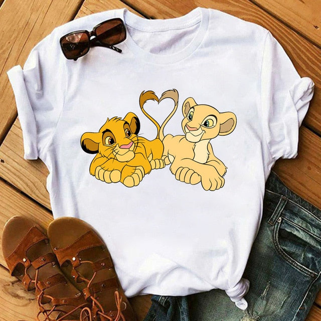 2020 New Summer Women T-shirts Cartoon Lion King Printed Tshirt Fashion Casual Harajuku Shirt Female T-shirt Tops Tee Funny