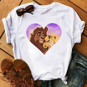 2020 New Summer Women T-shirts Cartoon Lion King Printed Tshirt Fashion Casual Harajuku Shirt Female T-shirt Tops Tee Funny