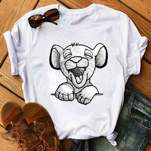 2020 New Summer Women T-shirts Cartoon Lion King Printed Tshirt Fashion Casual Harajuku Shirt Female T-shirt Tops Tee Funny