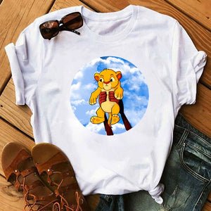 2020 New Summer Women T-shirts Cartoon Lion King Printed Tshirt Fashion Casual Harajuku Shirt Female T-shirt Tops Tee Funny