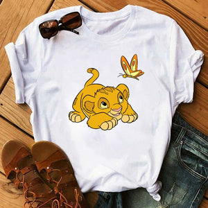 2020 New Summer Women T-shirts Cartoon Lion King Printed Tshirt Fashion Casual Harajuku Shirt Female T-shirt Tops Tee Funny